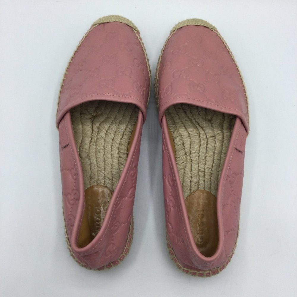 Gucci Guccissima Leather Espadrilles Rose Baby Pink Womens EU 37 US 7 454703 - Picture 8 of 14
